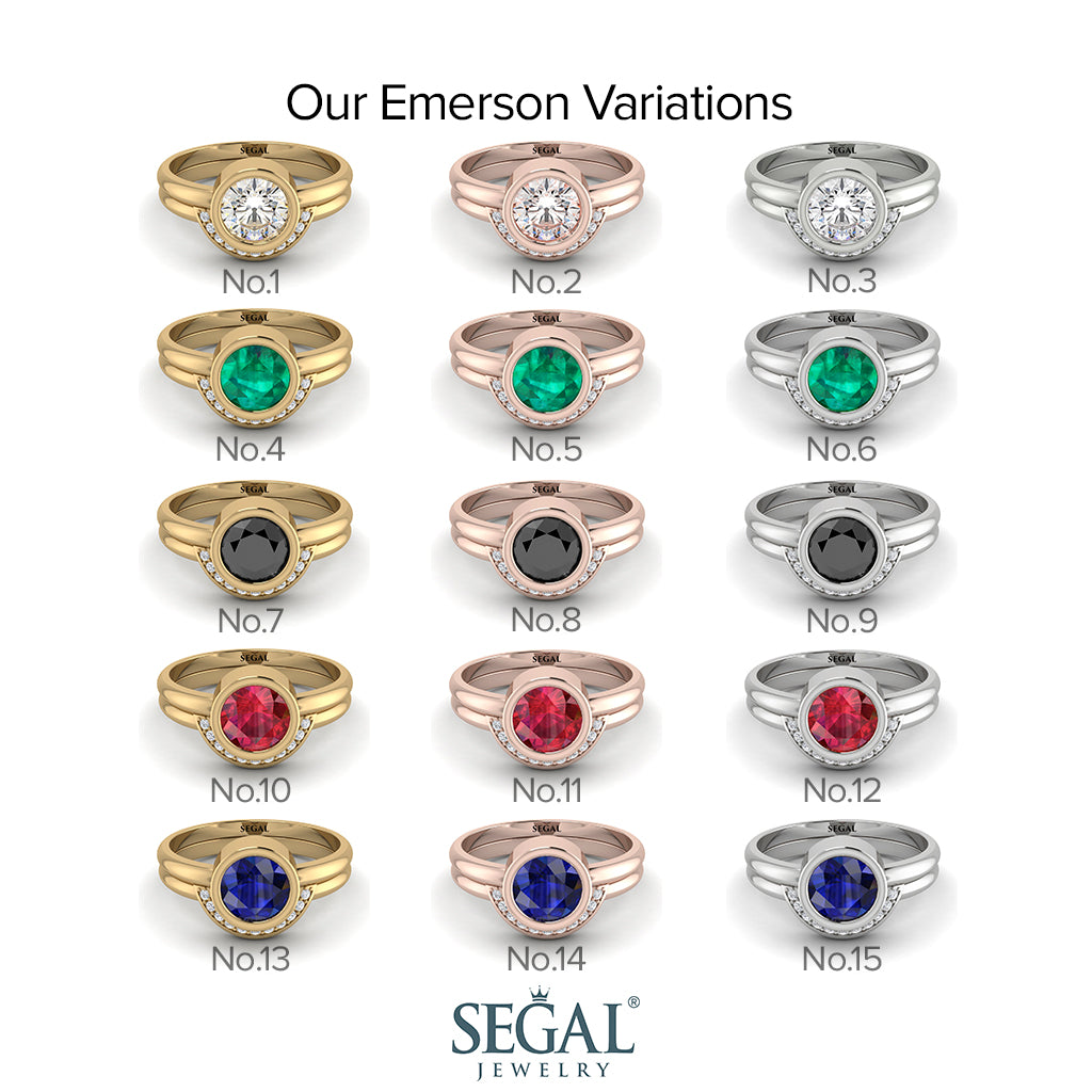 Bezel Black Diamond Bridal Set - Emerson No. 7